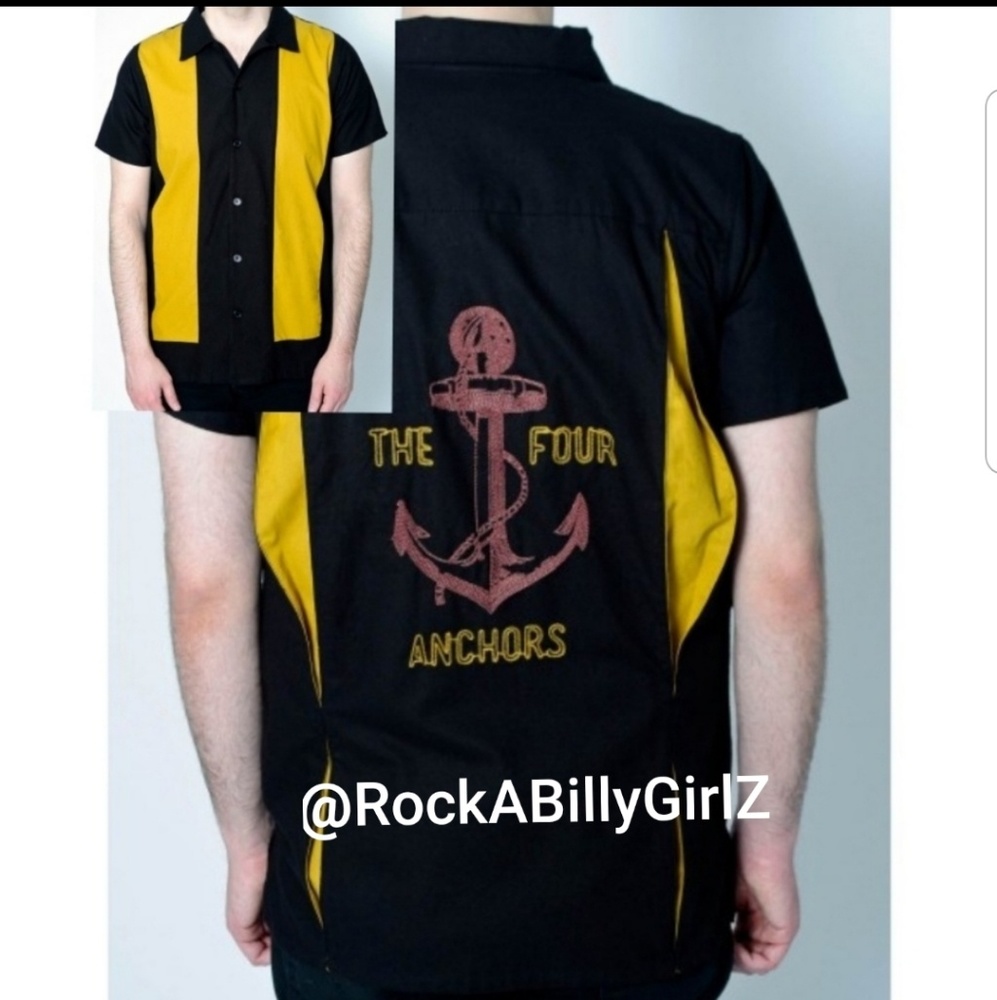 Tatyana Archie Vintage Bowling Shirt Mustard Panels Embroidery The Four Anchors